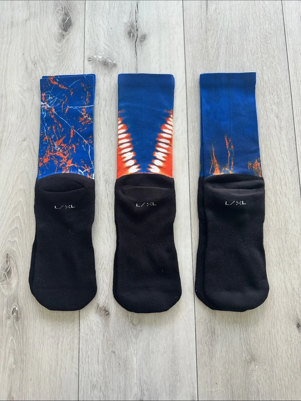 New York Knicks Rock Em Socks Three-Pack Crew Socks Set Tie Die L/XL NWOT